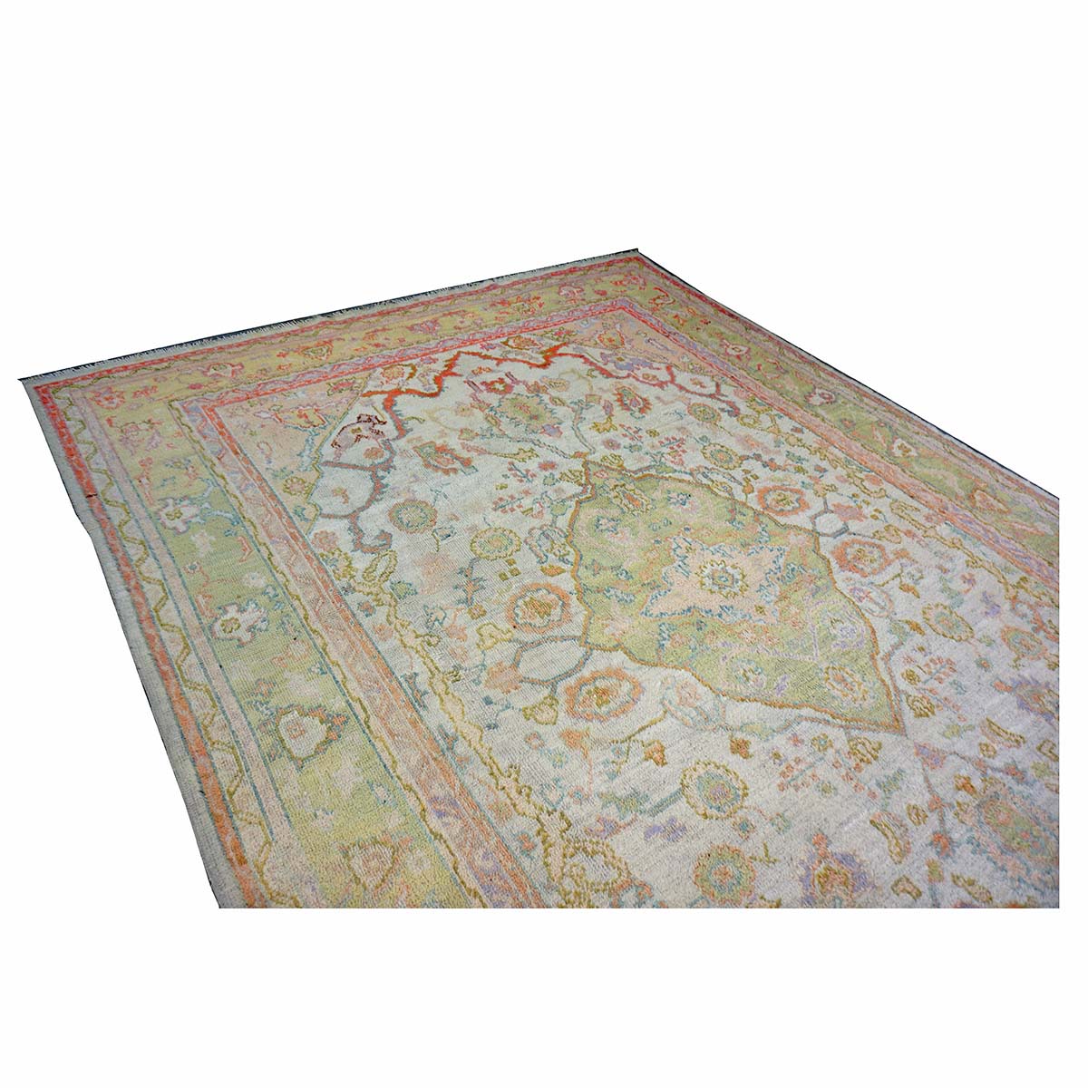 Antique Turkish Oushak 10X13 Olive, Ivory, & Light Red Handmade Area Rug #1144268 image 8