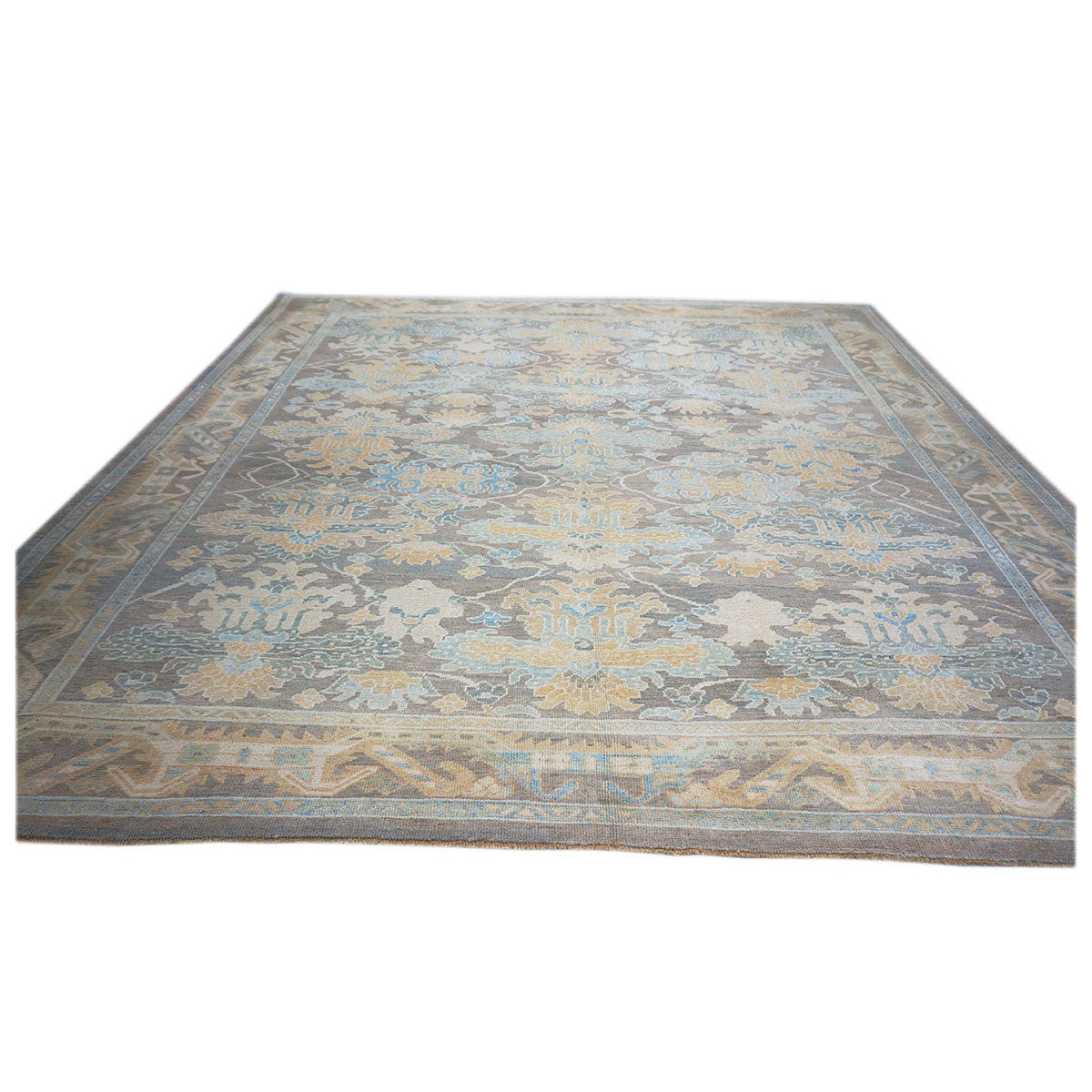 21st Century Turkish Donegal 12x12 Taupe and Blue Square Area Rug #1140522 image 3