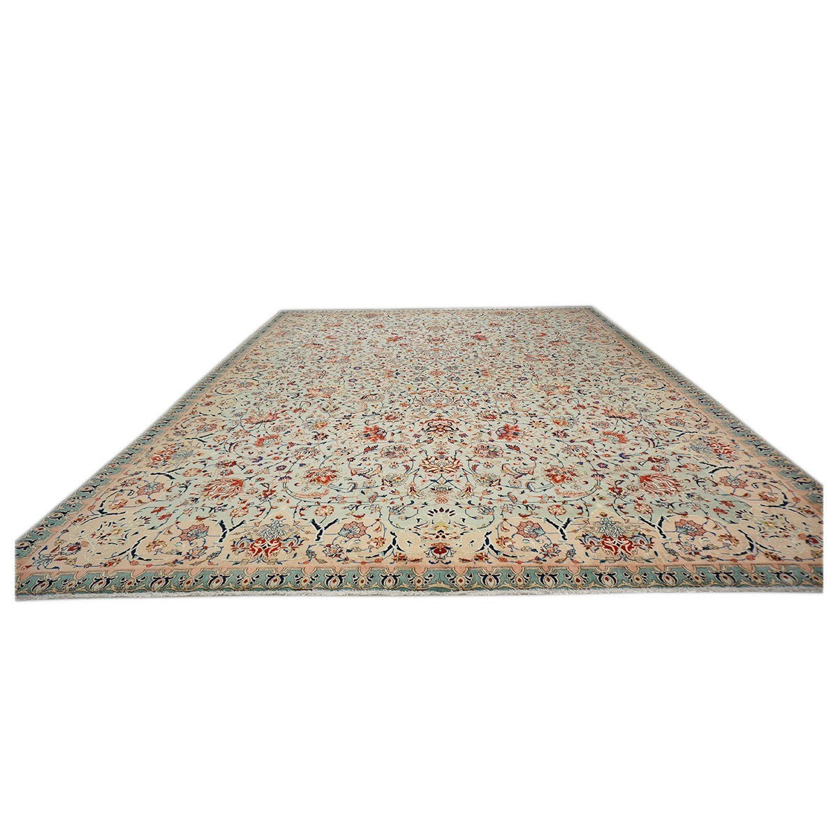 Antique Persian Tabriz Emad 9X12 Mint Green & Pink Area Rug #9902603 image 5