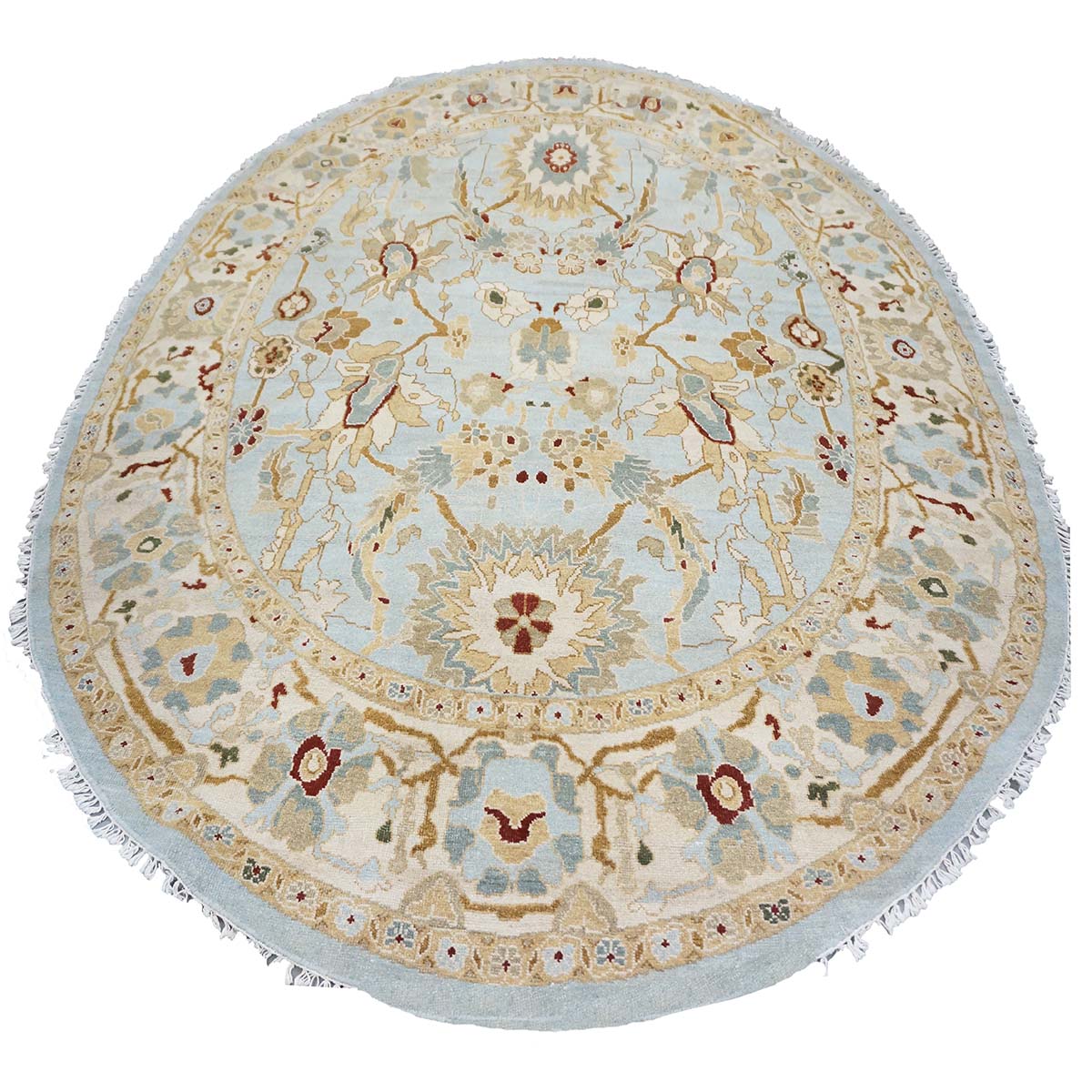 Light Blue Oval 8x10 Sultanabad Wool Rug #9902749 image 1