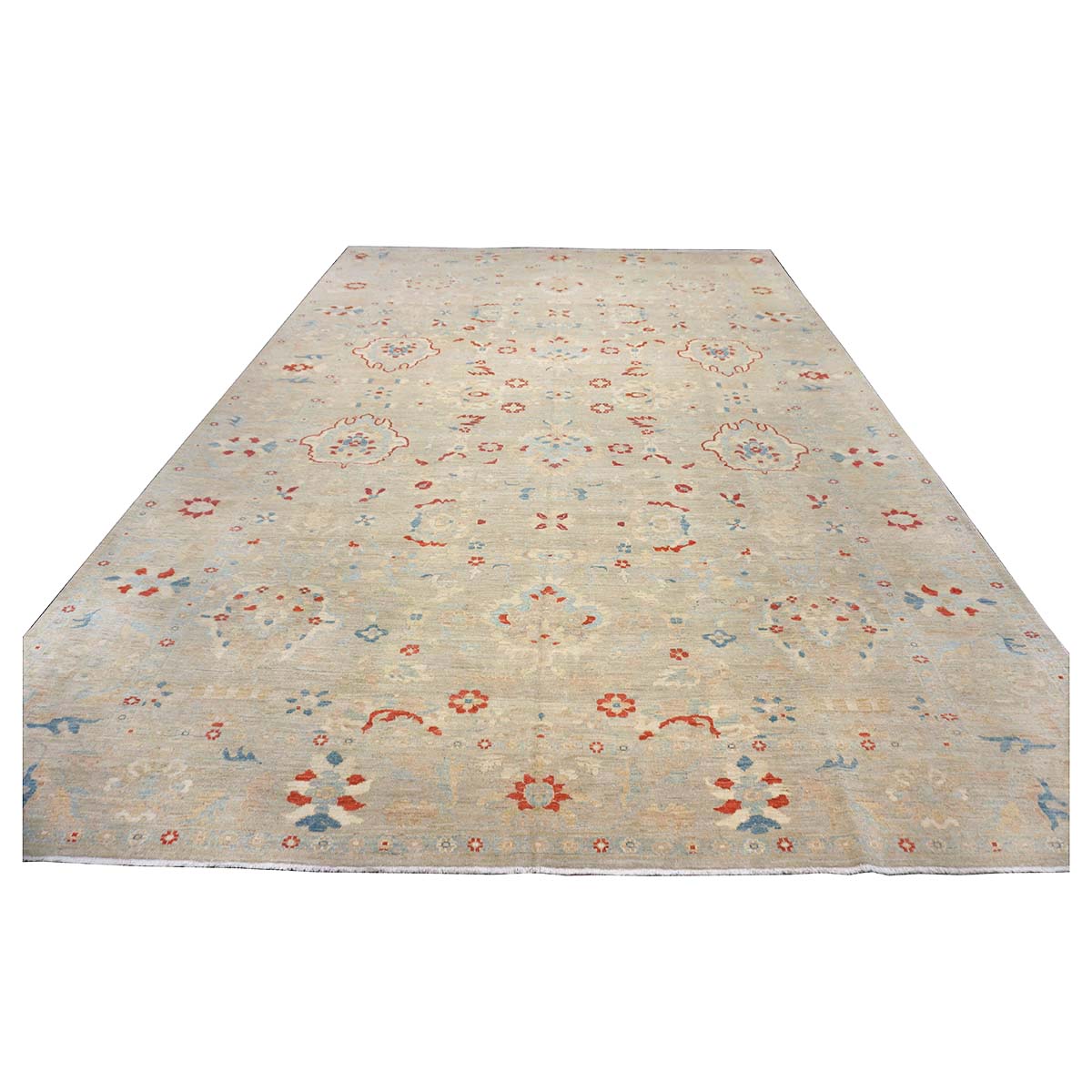 21st Century Sultanabad Master 12x17 Ivory, Red, & Blue Handmade Area Rug #1143967 image 6