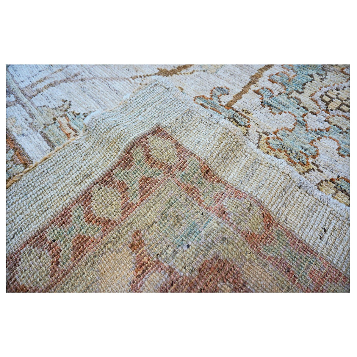 Turkish Oushak 13x18 Ivory, Tan, & Rust Handmade Area Rug #1140073 image 10