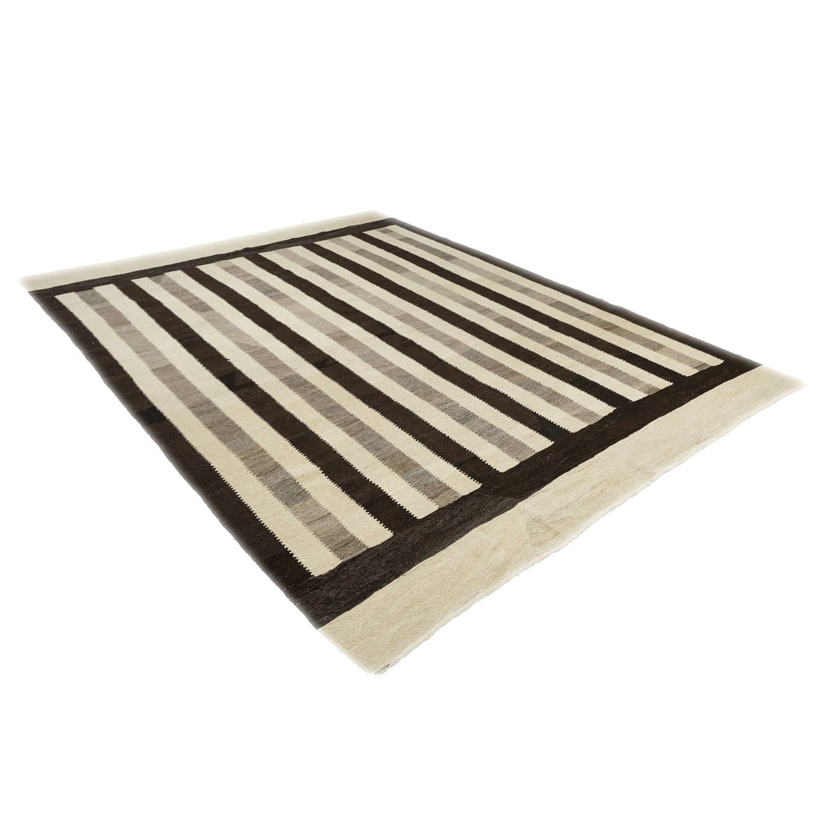 Persian Flatweave Safari Kilim 8x11 Ivory & Brown Handmade Area Rug #1142160 image 2