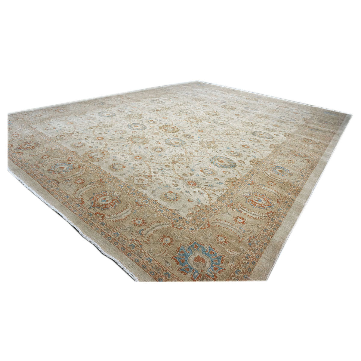 Persian Tabriz Haji Jalili Wool & Silk 12X16 Ivory and Tan Area Rug #1140160 image 2
