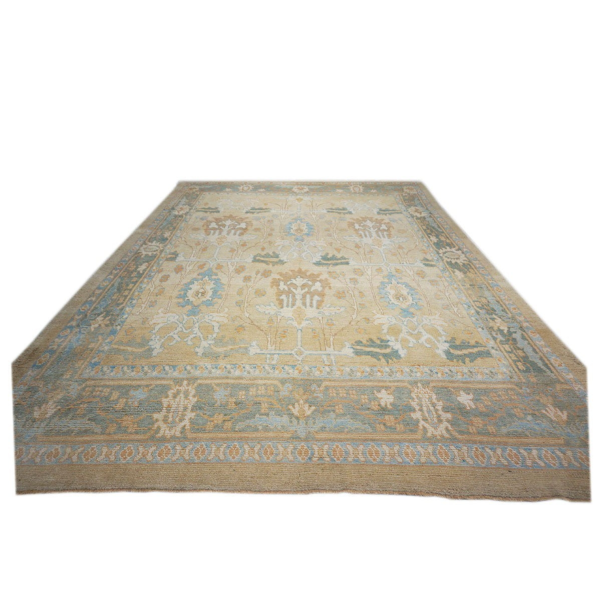 Turkish Donegal 11X15 Tan and Blue Handmade Area Rug #1140234 image 1
