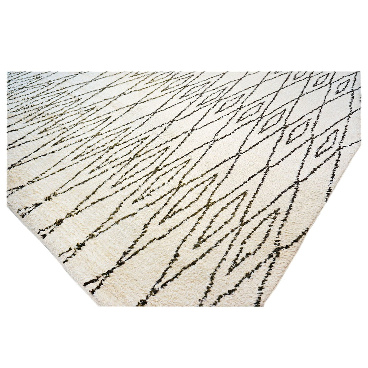 Vintage Beni Ourain Modern Morrocan 12x18 Ivory & Dark Brown Handmade Area Rug #AY101 image 5