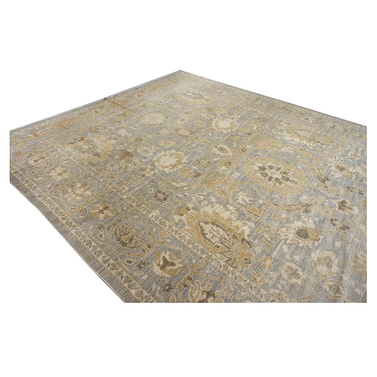 Oversized Persian Sultanabad Master 12x18 Blue, Grey, & Tan Handmade Area Rug #1143042 image 10