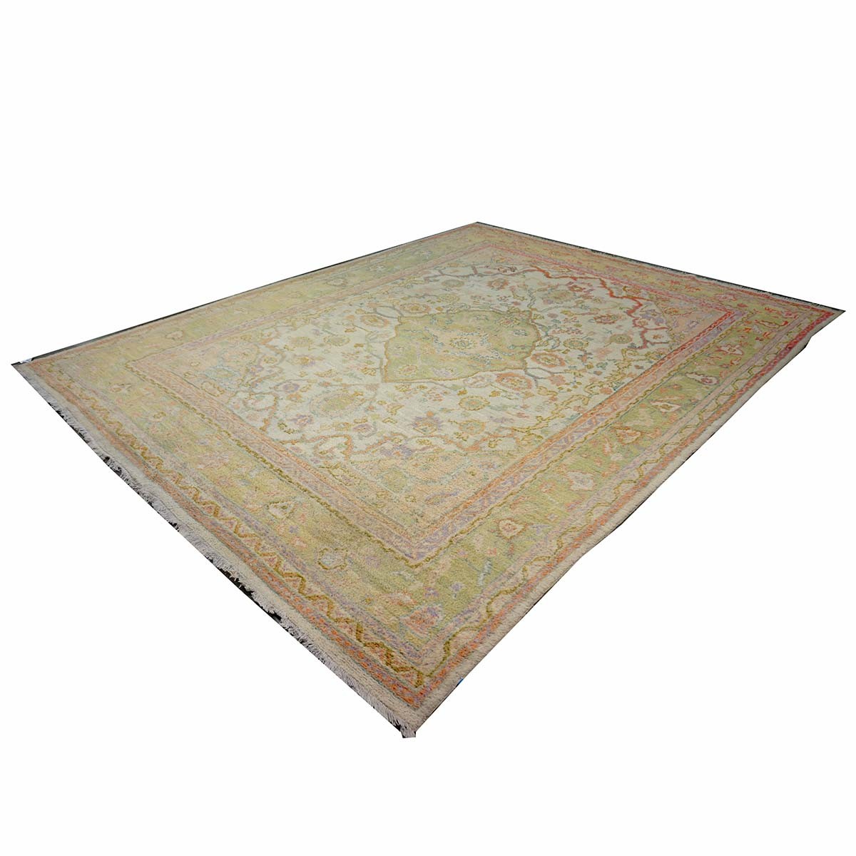 Antique Turkish Oushak 10X13 Olive, Ivory, & Light Red Handmade Area Rug #1144268 image 3