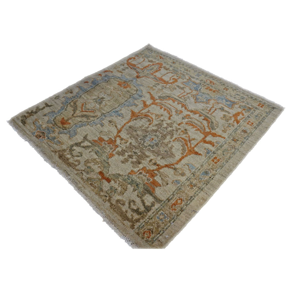 Persian Sultanabad 3x3 Ivory & Rust Area Rug #1141257 image 4