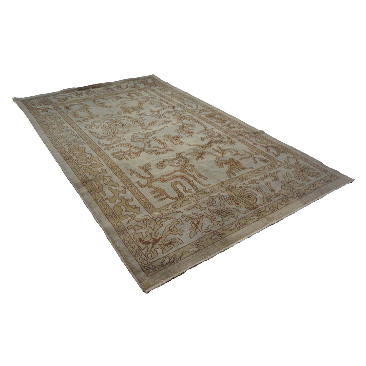 Vintage Persian Sultanabad Recreation Wool 6x9 Grey, Tan & Brown Handmade Area Rug #1140004