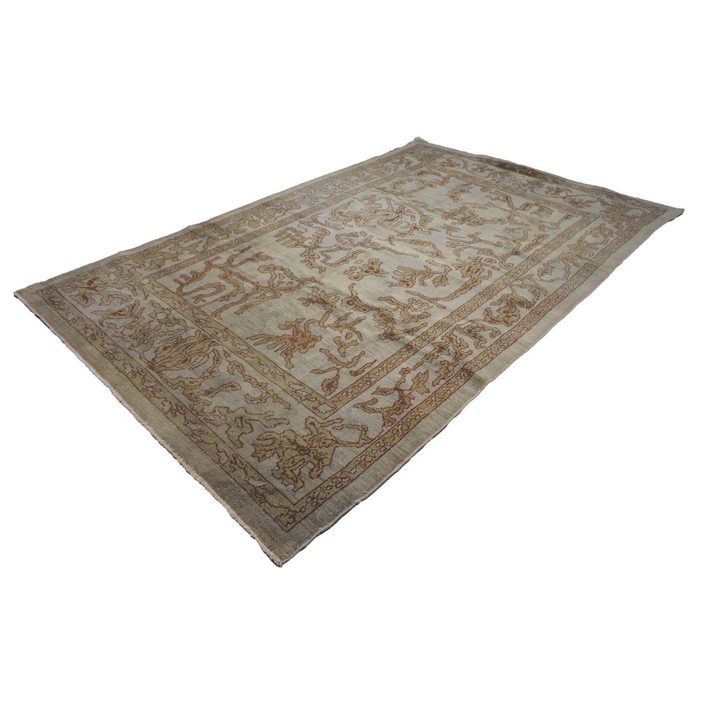 Vintage Persian Sultanabad Recreation Wool 6x9 Grey, Tan & Brown Handmade Area Rug #1140004
