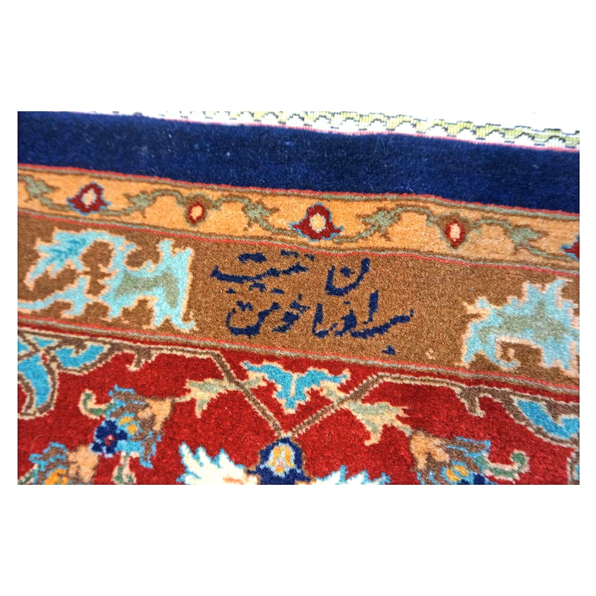 Antique Persian Tabriz Wool 9x11 Navy, Salmon & Red Handmade Area Rug #1140038