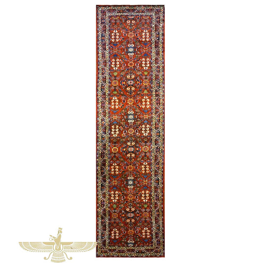 Antique Persian Sultanabad Wool 4x15 Red, Yellow, Blue & Ivory Handmade Gallery Rug #1140049
