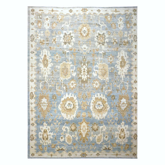 Persian Sultanabad Wool 10x14 Slate & Ivory Handmade Area Rug #1140056