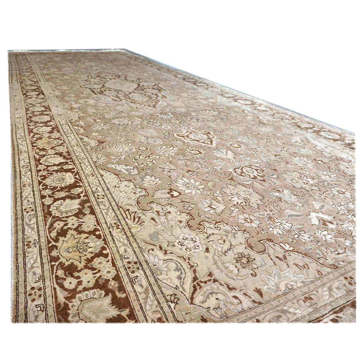 Antique Persian Tabriz Wool 6x17 Tan, Ivory & Rust Handmade Gallery Rug #1140131