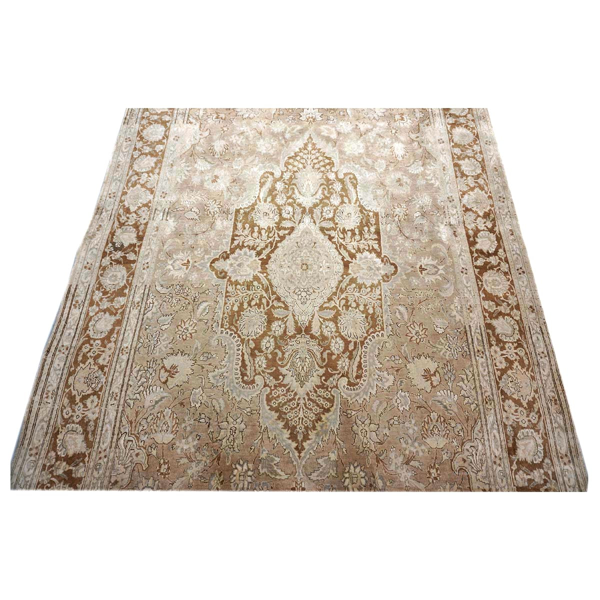 Antique Persian Tabriz Wool 6x17 Tan, Ivory & Rust Handmade Gallery Rug #1140131