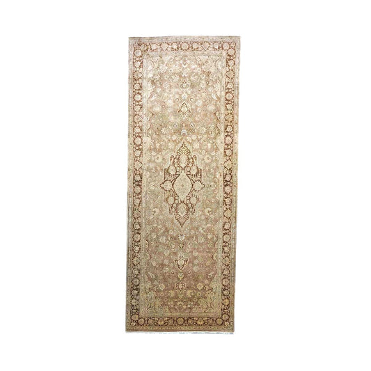 Antique Persian Tabriz Wool 6x17 Tan, Ivory & Rust Handmade Gallery Rug #1140131