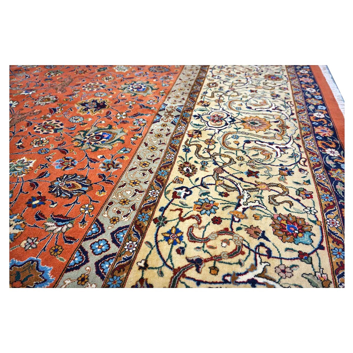 Antique Persian Tabriz Wool 12x18 Rust & Ivory Handmade Area Rug #1140141