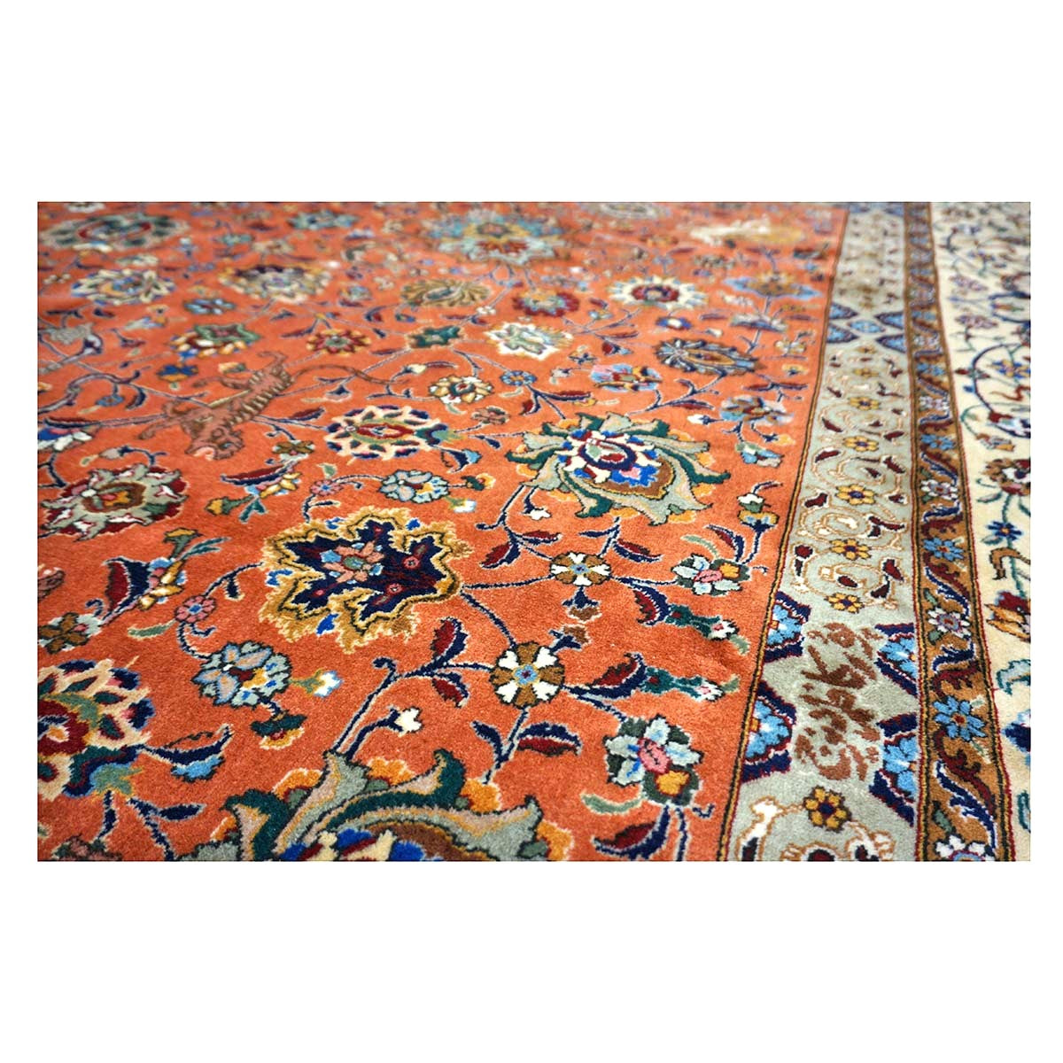 Antique Persian Tabriz Wool 12x18 Rust & Ivory Handmade Area Rug #1140141