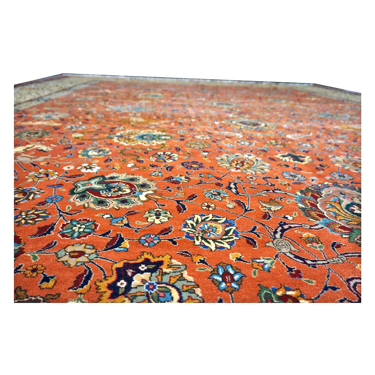 Antique Persian Tabriz Wool 12x18 Rust & Ivory Handmade Area Rug #1140141