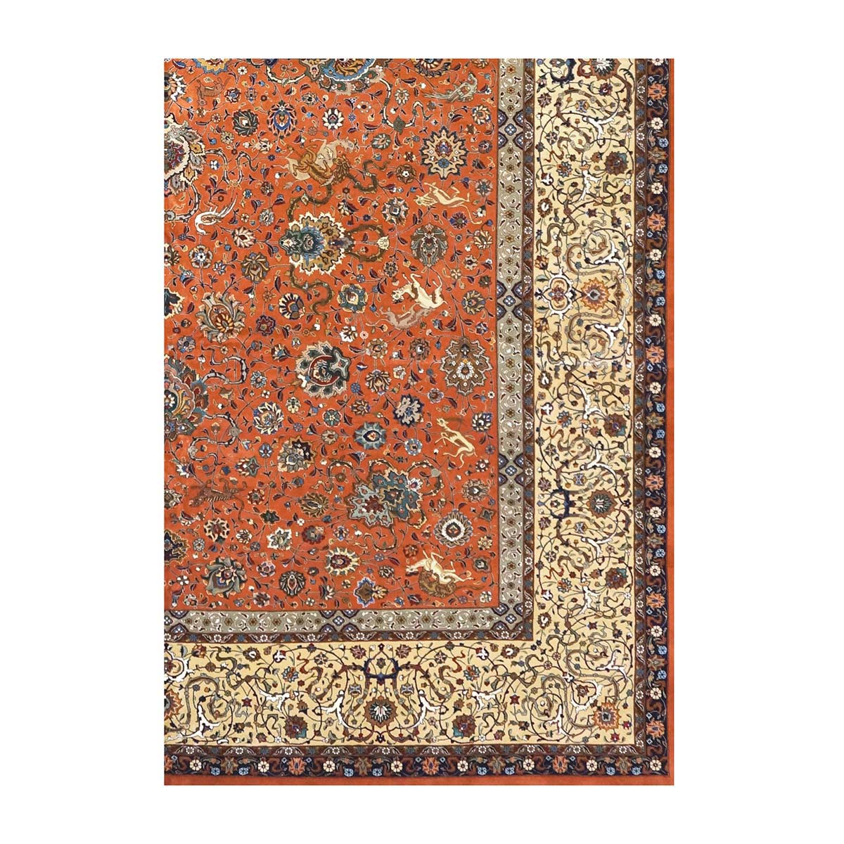 Antique Persian Tabriz Wool 12x18 Rust & Ivory Handmade Area Rug #1140141