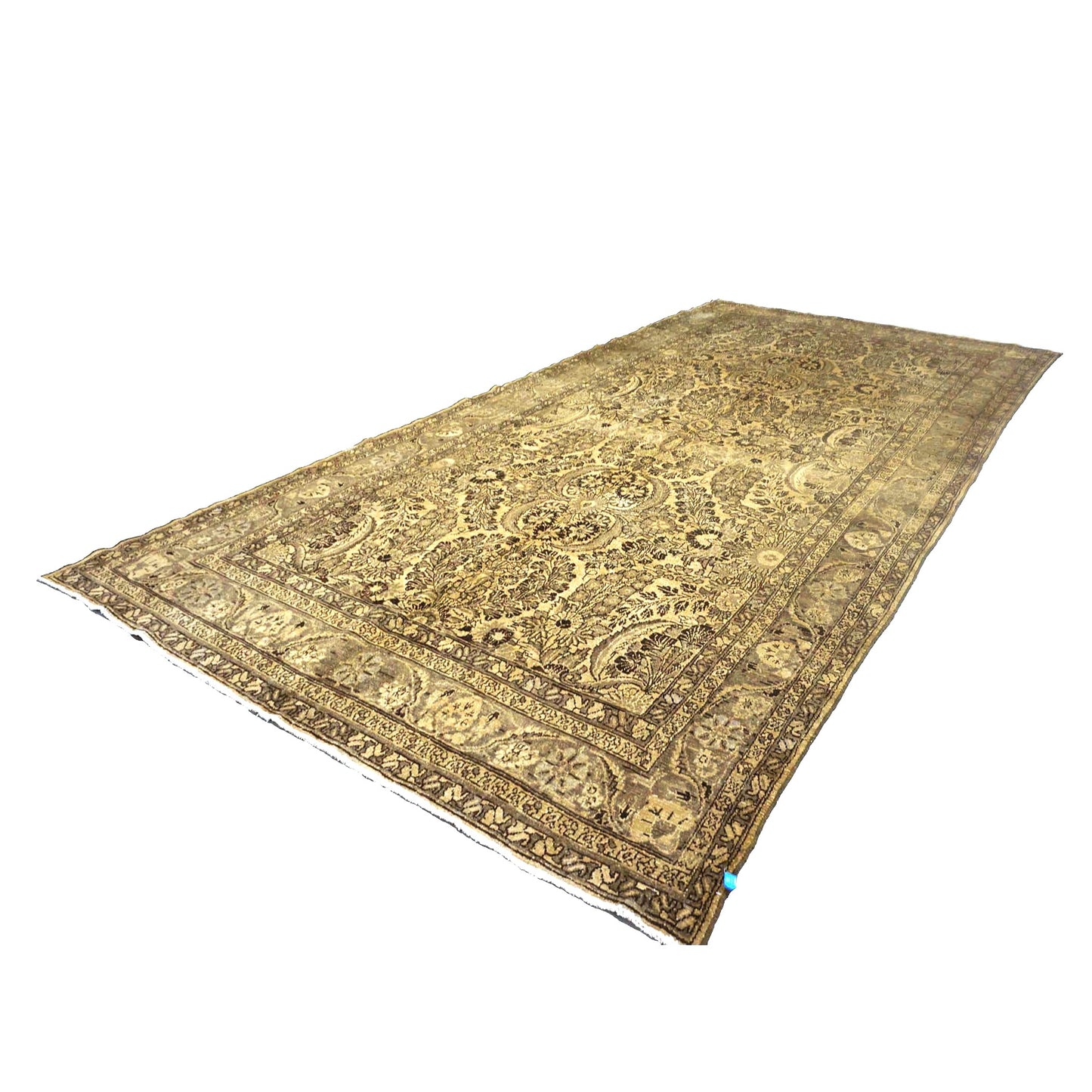 Antique Persian Malayer Wool 7x14 Tan, Brown & Taupe Handmade Gallery Rug #1140171