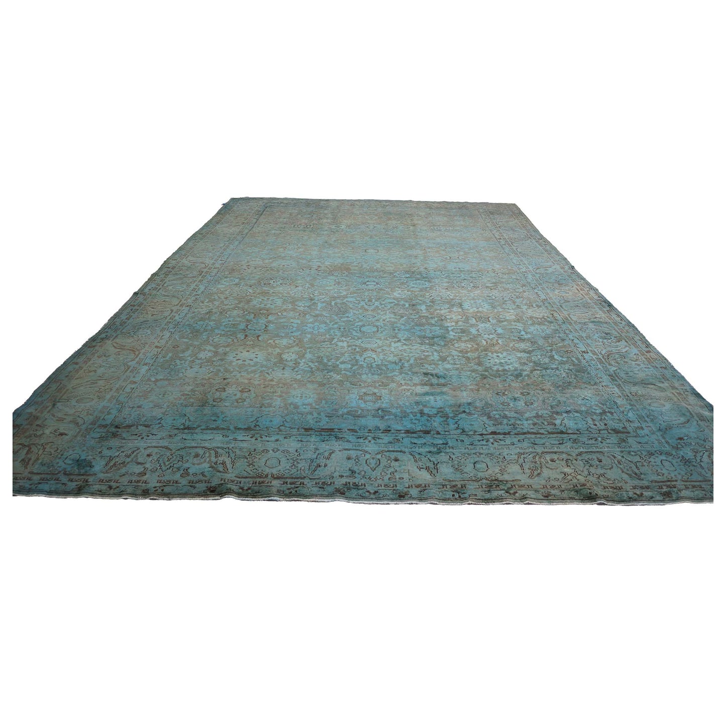 Vintage Persian Malayer Overdye Wool 11x14 Teal Handmade Area Rug #1140368