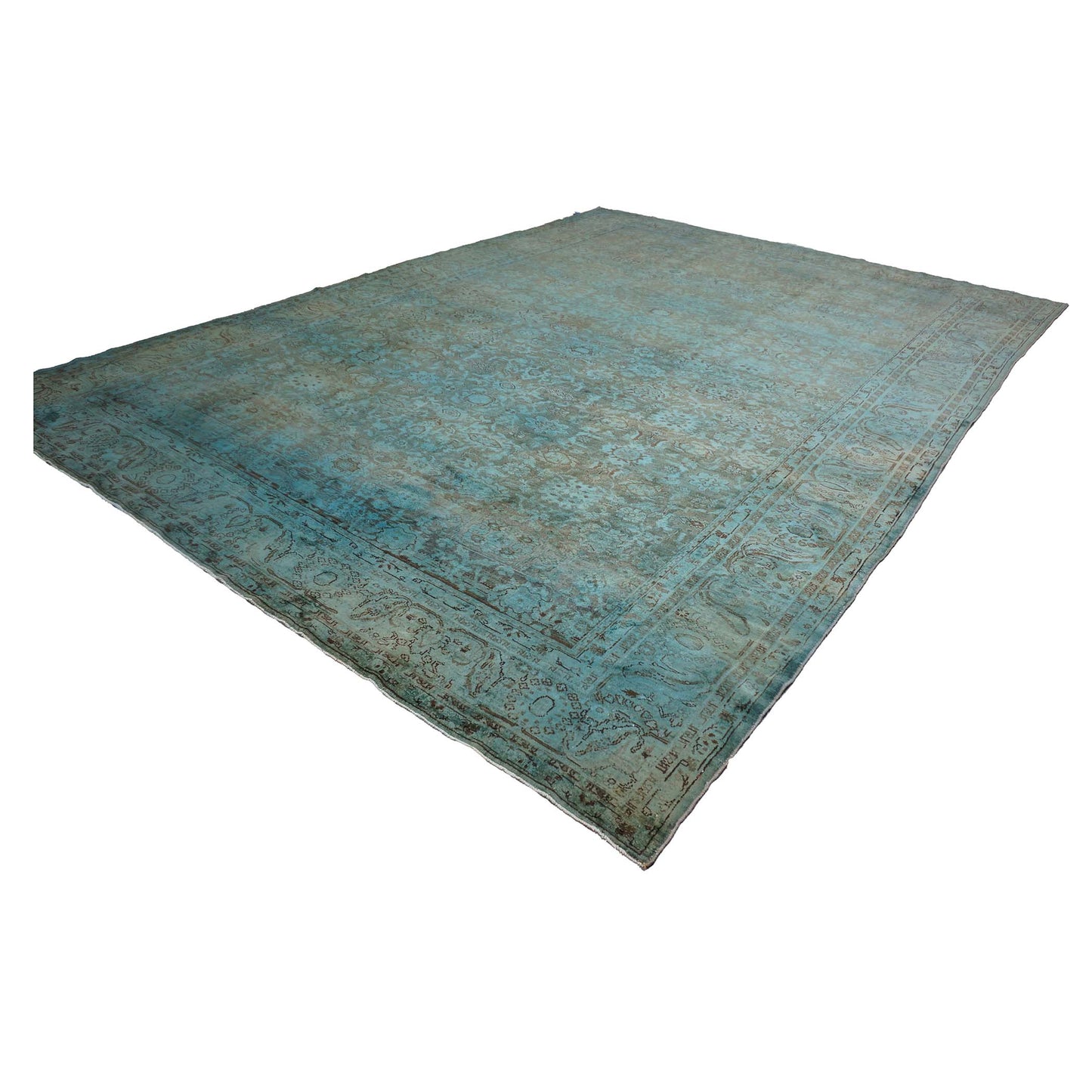 Vintage Persian Malayer Overdye Wool 11x14 Teal Handmade Area Rug #1140368