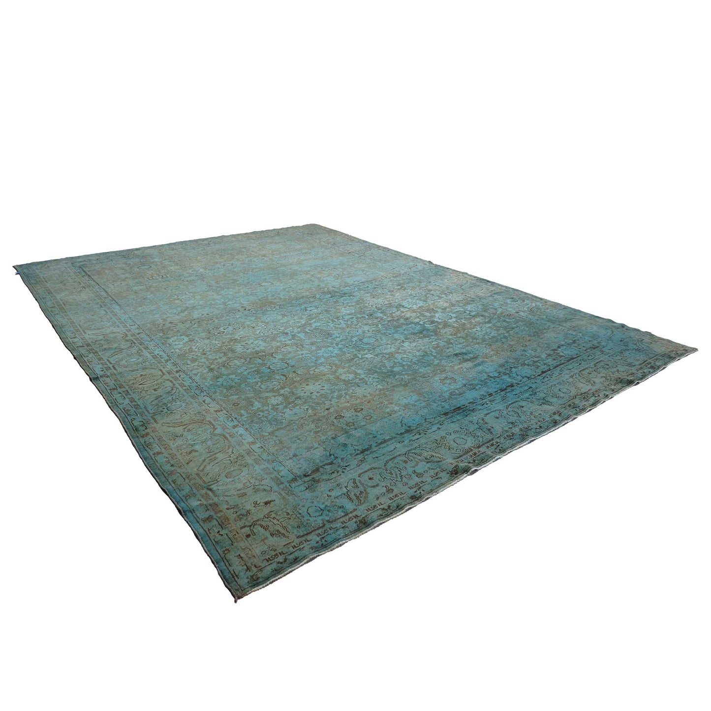 Vintage Persian Malayer Overdye Wool 11x14 Teal Handmade Area Rug #1140368