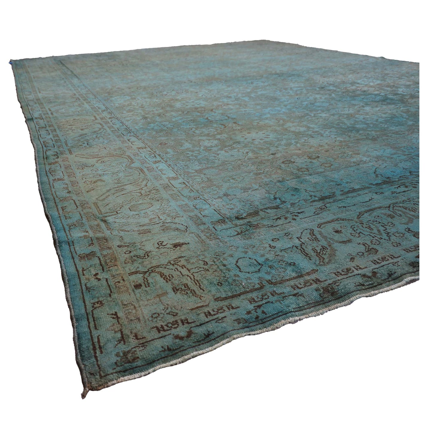 Vintage Persian Malayer Overdye Wool 11x14 Teal Handmade Area Rug #1140368