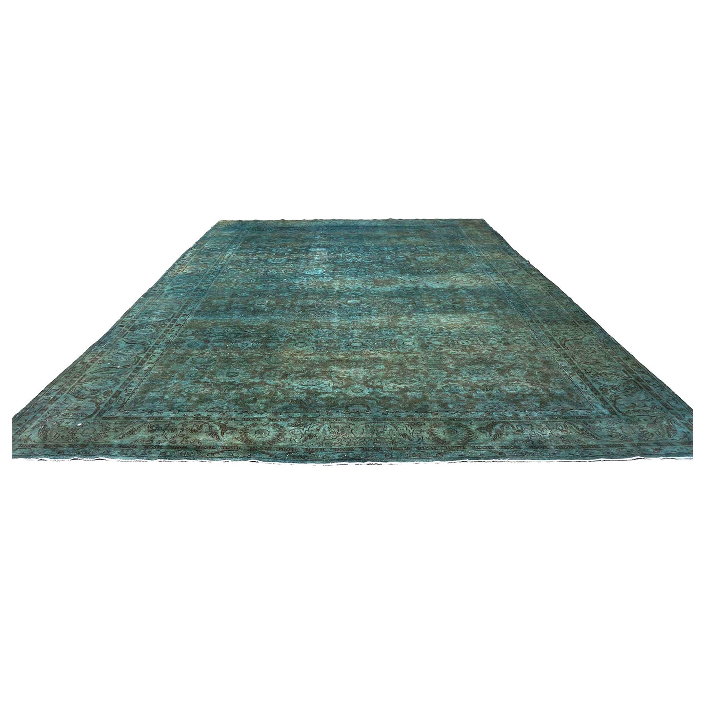 Vintage Persian Malayer Overdye Wool 11x14 Teal Handmade Area Rug #1140368