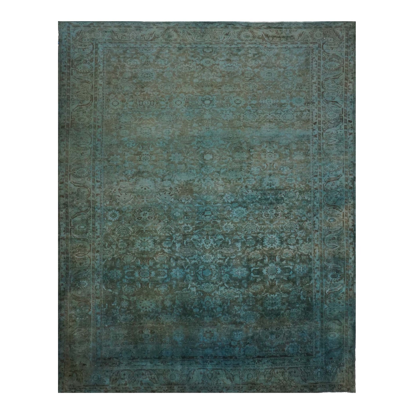 Vintage Persian Malayer Overdye Wool 11x14 Teal Handmade Area Rug #1140368