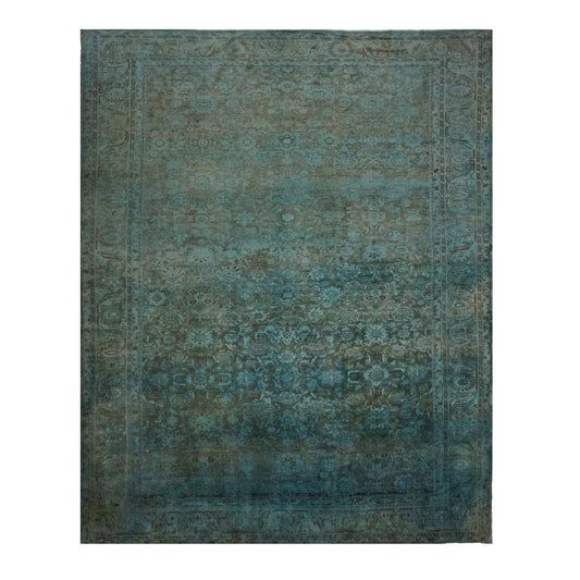 Vintage Persian Malayer Overdye Wool 11x14 Teal Handmade Area Rug #1140368