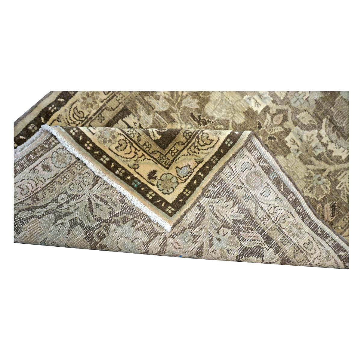 Antique Persian Malayer Wool 3x11 Camel & Brown Handmade Runner Rug #1140375