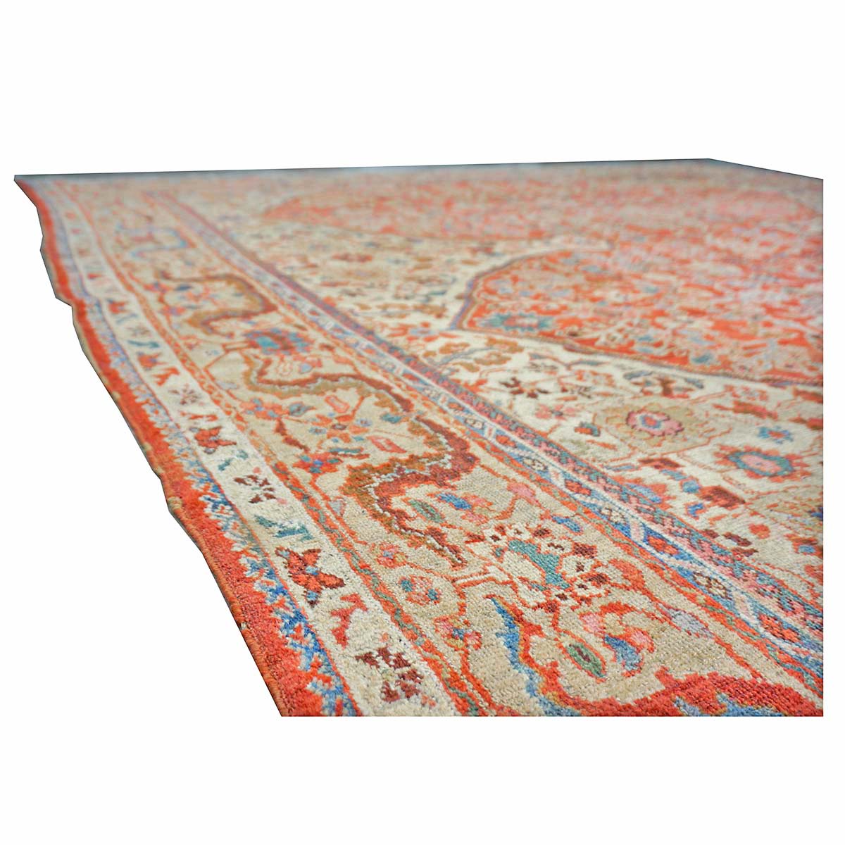 Antique Persian Sultanabad Wool 9 x 12 Red, Ivory & Blue Handmade Area Rug #1140387