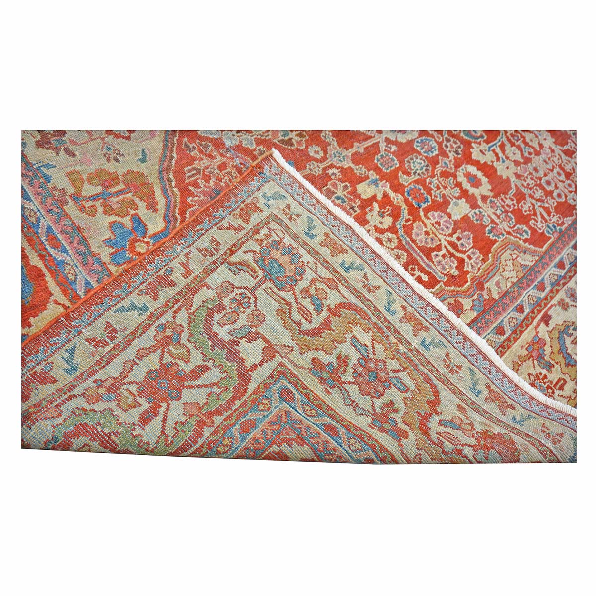 Antique Persian Sultanabad Wool 9 x 12 Red, Ivory & Blue Handmade Area Rug #1140387
