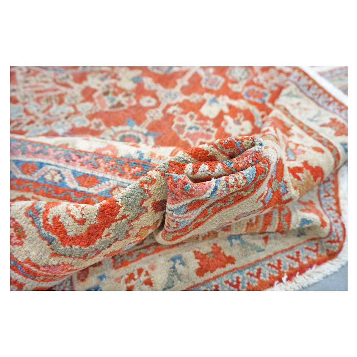 Antique Persian Sultanabad Wool 9 x 12 Red, Ivory & Blue Handmade Area Rug #1140387