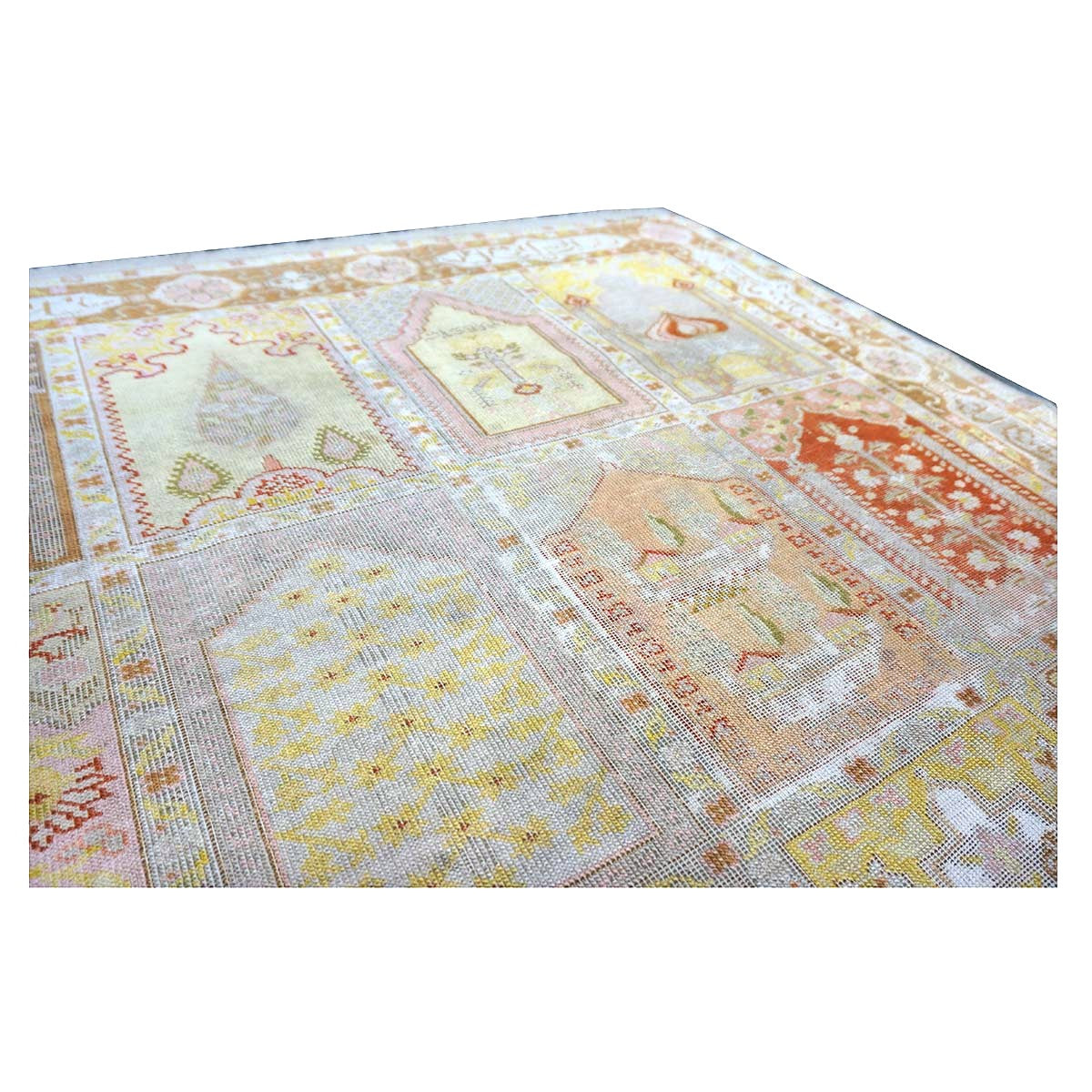 Antique Turkish Keyseri Silk 5x7 Gold, Ivory & Multicolored Handmade Area Rug #1140425