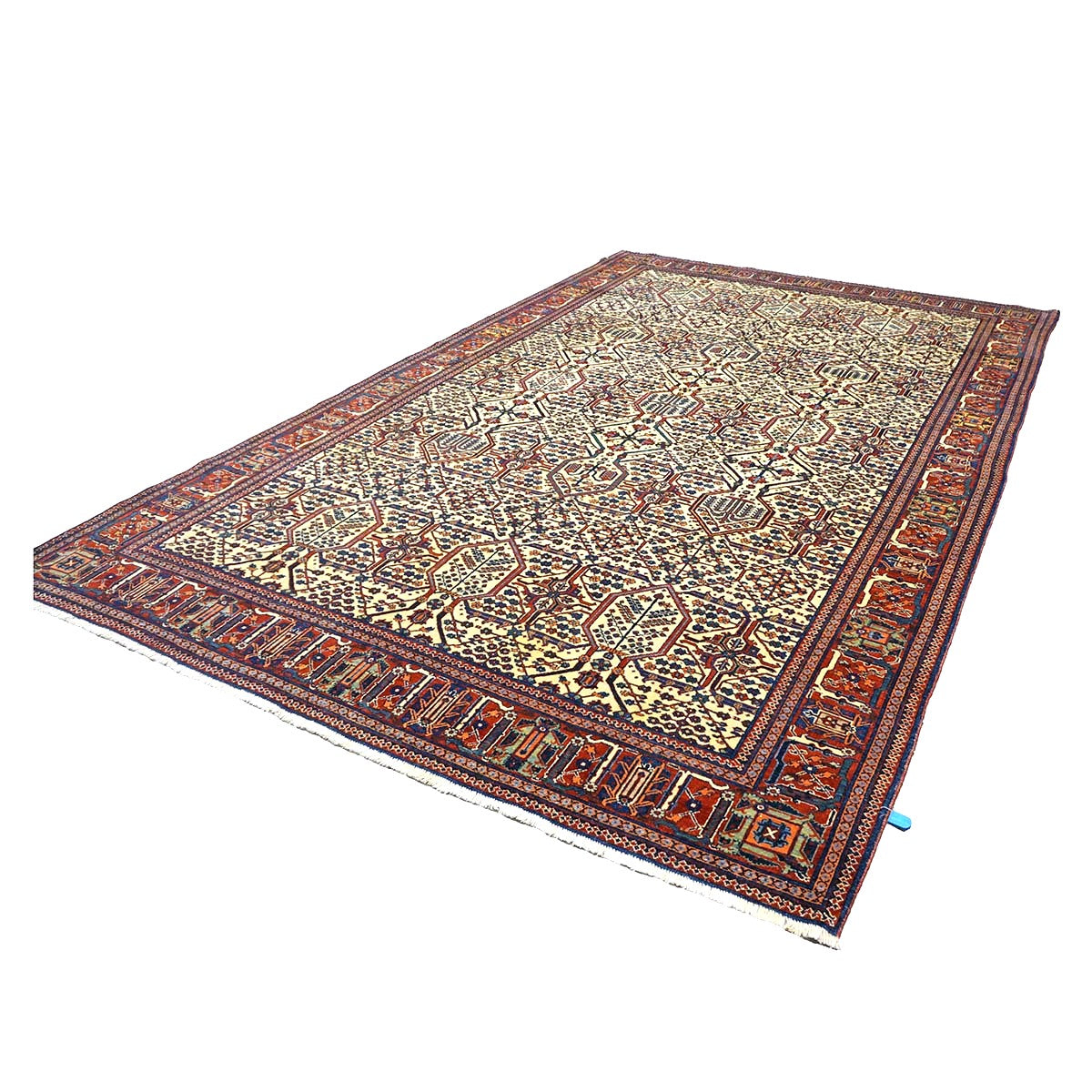 Antique Persian Joshagan Wool 7X10 Red, Navy & Ivory Handmade Area Rug #1140490