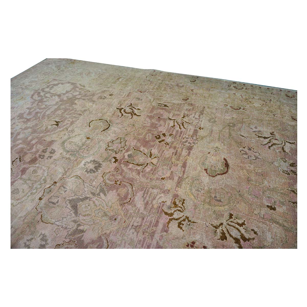 Antique Persian Tabriz Wool 7x10 Tan, Pink & Brown Handmade Area Rug #1140548