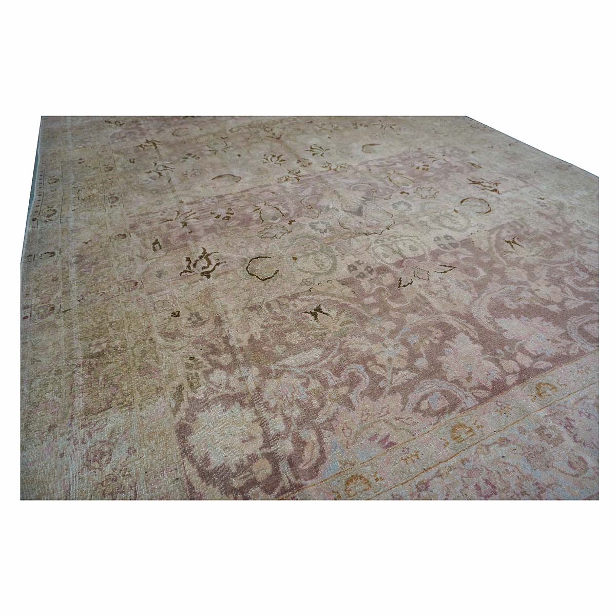 Antique Persian Tabriz Wool 7x10 Tan, Pink & Brown Handmade Area Rug #1140548