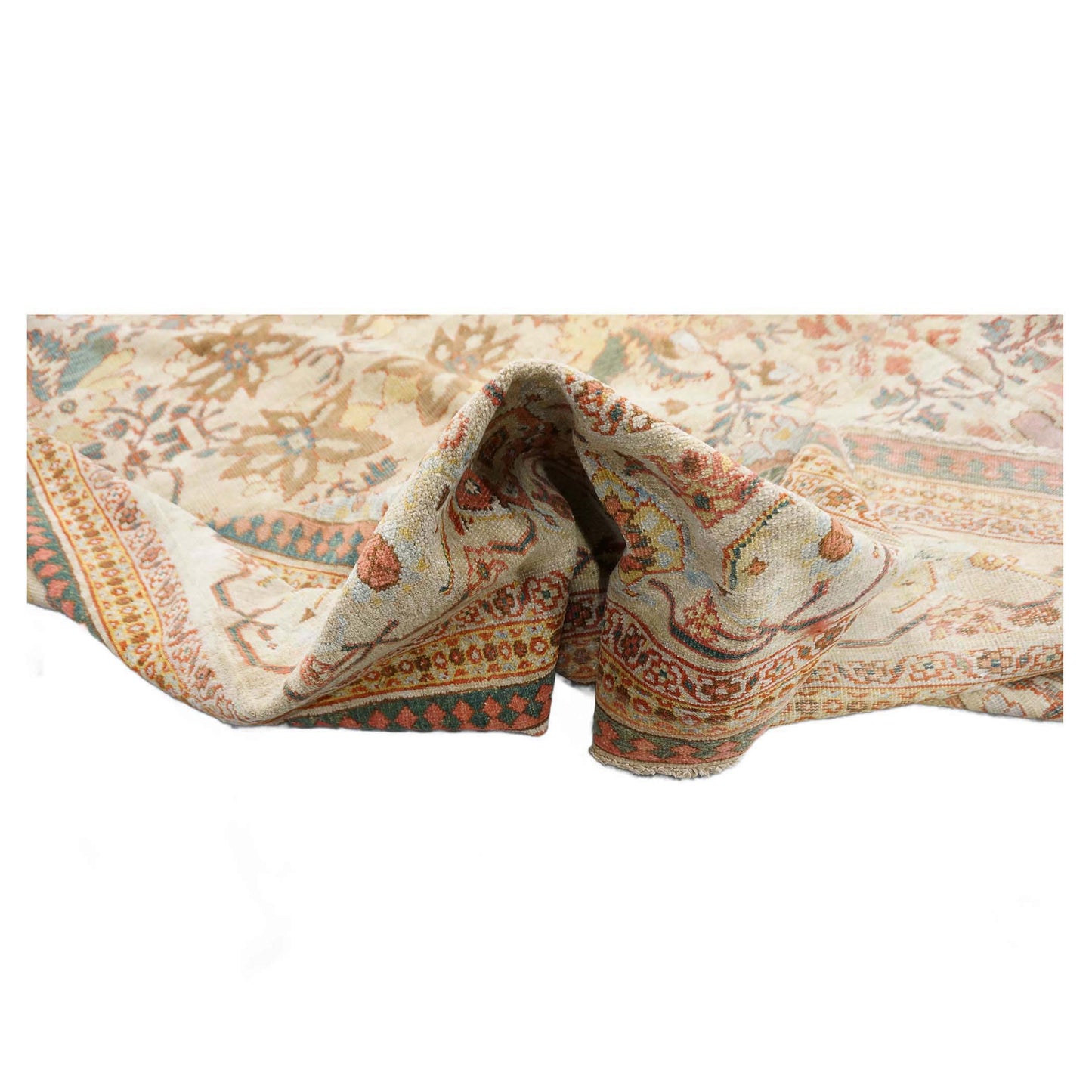 Antique Persian Sultanabad Wool 12X21 Orange, Green, Ivory & Tan Handmade Oversized Area Rug #1140742