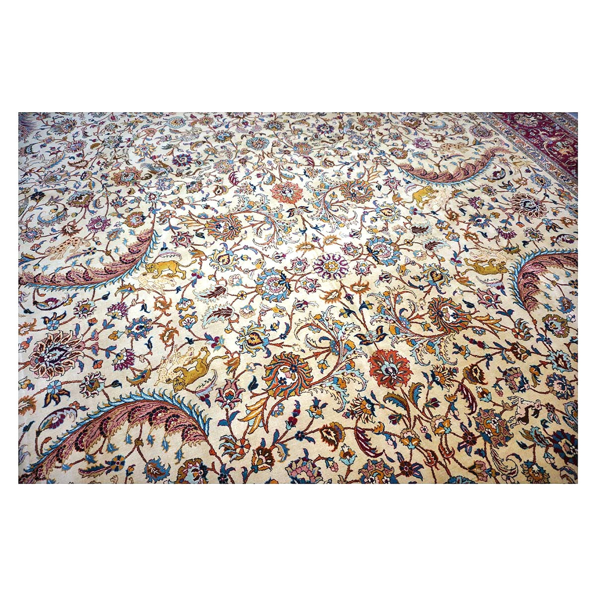 Antique Persia Tabriz Wool 12x17 Red, Brown, Blue & Ivory Handmade Area Rug #1140747