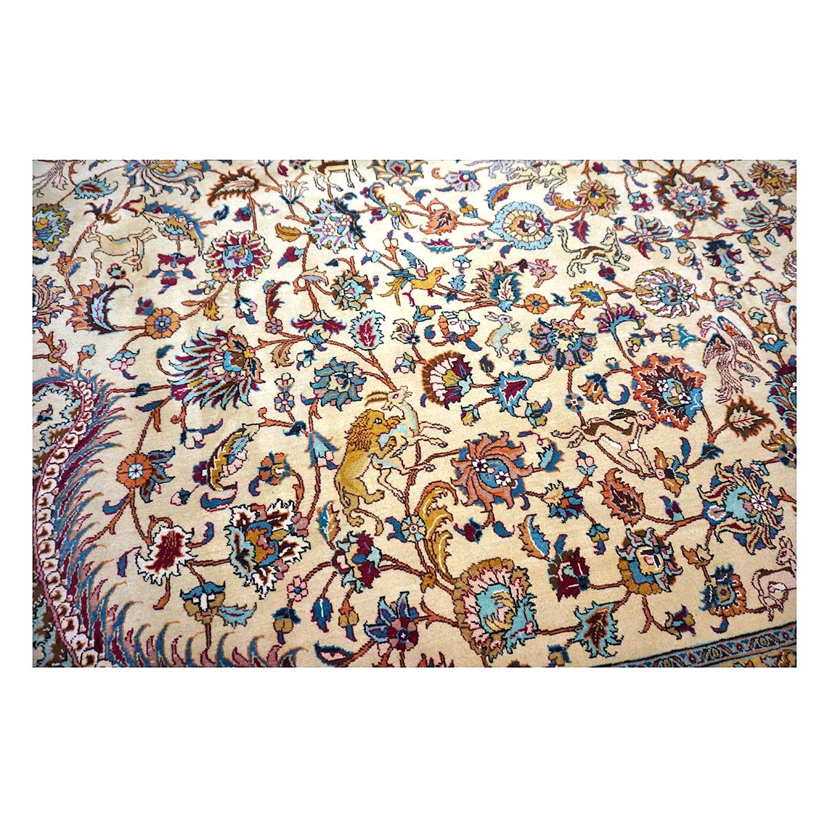 Antique Persia Tabriz Wool 12x17 Red, Brown, Blue & Ivory Handmade Area Rug #1140747
