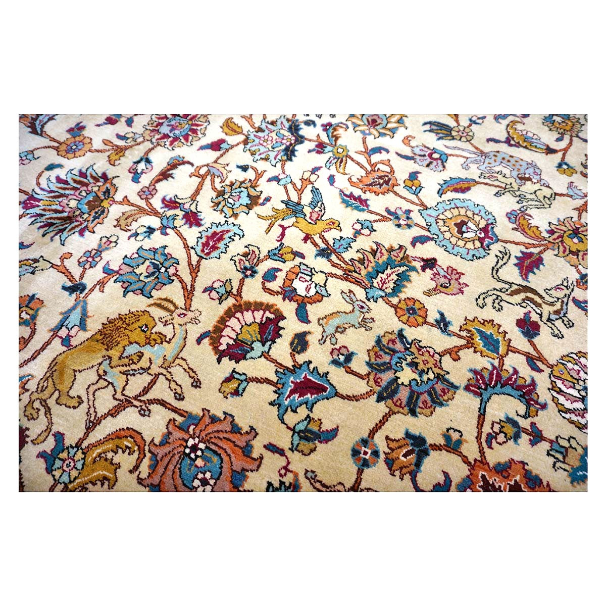 Antique Persia Tabriz Wool 12x17 Red, Brown, Blue & Ivory Handmade Area Rug #1140747