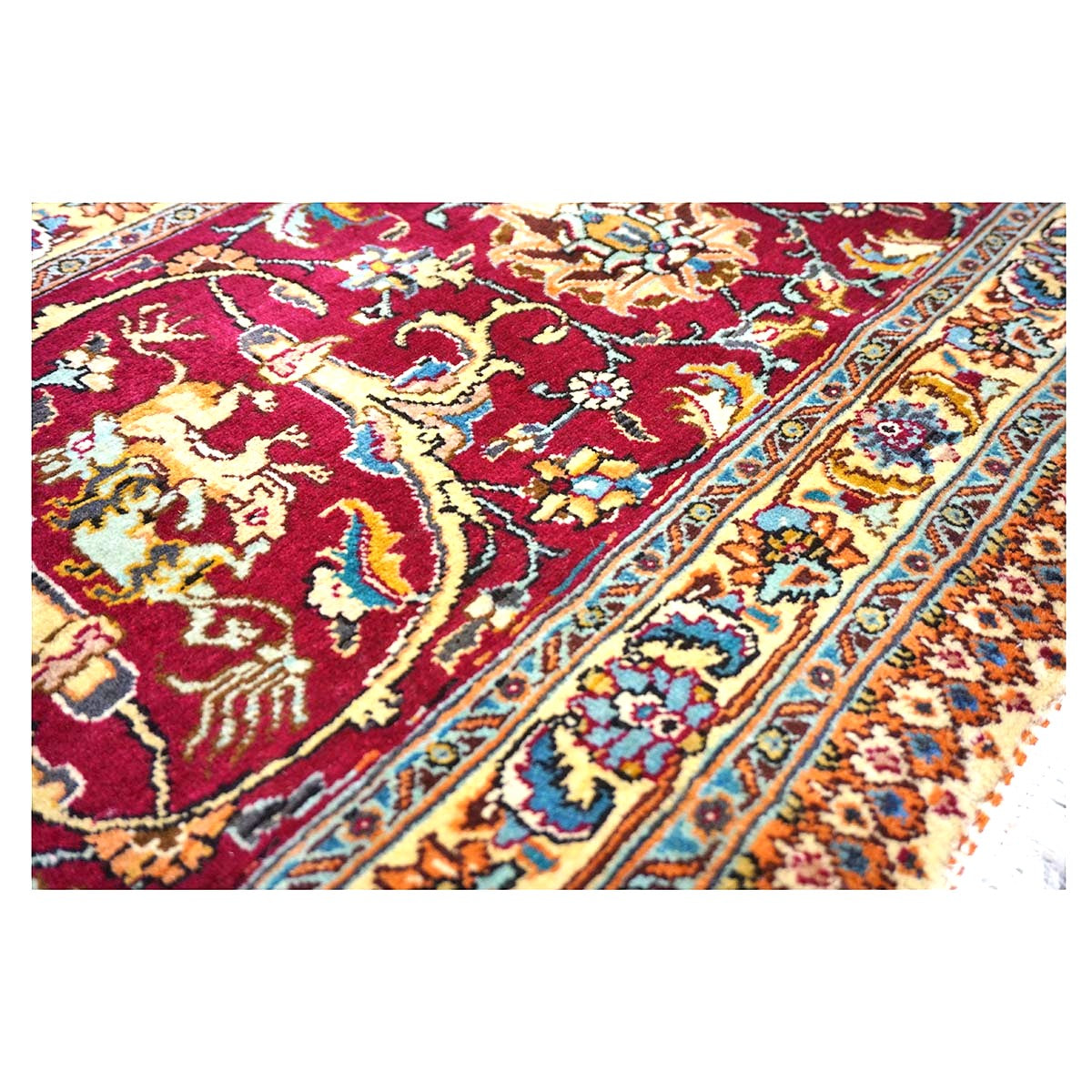 Antique Persia Tabriz Wool 12x17 Red, Brown, Blue & Ivory Handmade Area Rug #1140747