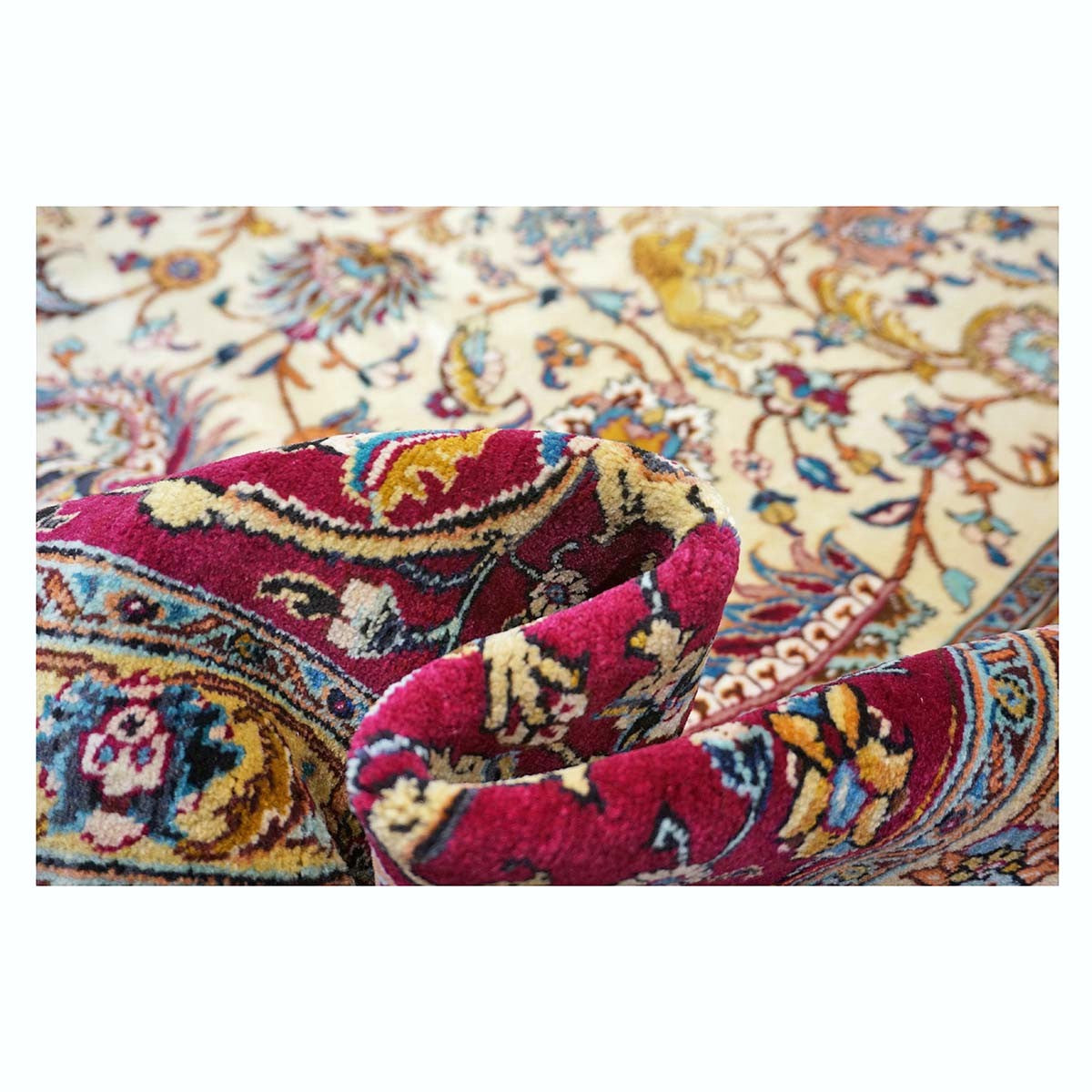 Antique Persia Tabriz Wool 12x17 Red, Brown, Blue & Ivory Handmade Area Rug #1140747