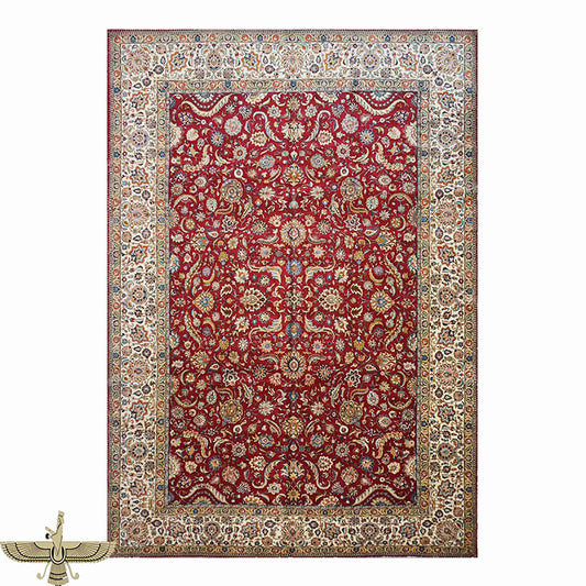 Antique Persian Tabriz Wool 11X16 Red, Ivory & Tan Handmade Area Rug #1140789