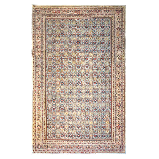Antique Persian Sultanabad Wool 12 x 19 Light Blue, Red & Ivory Handmade Oversized Area Rug #1140844
