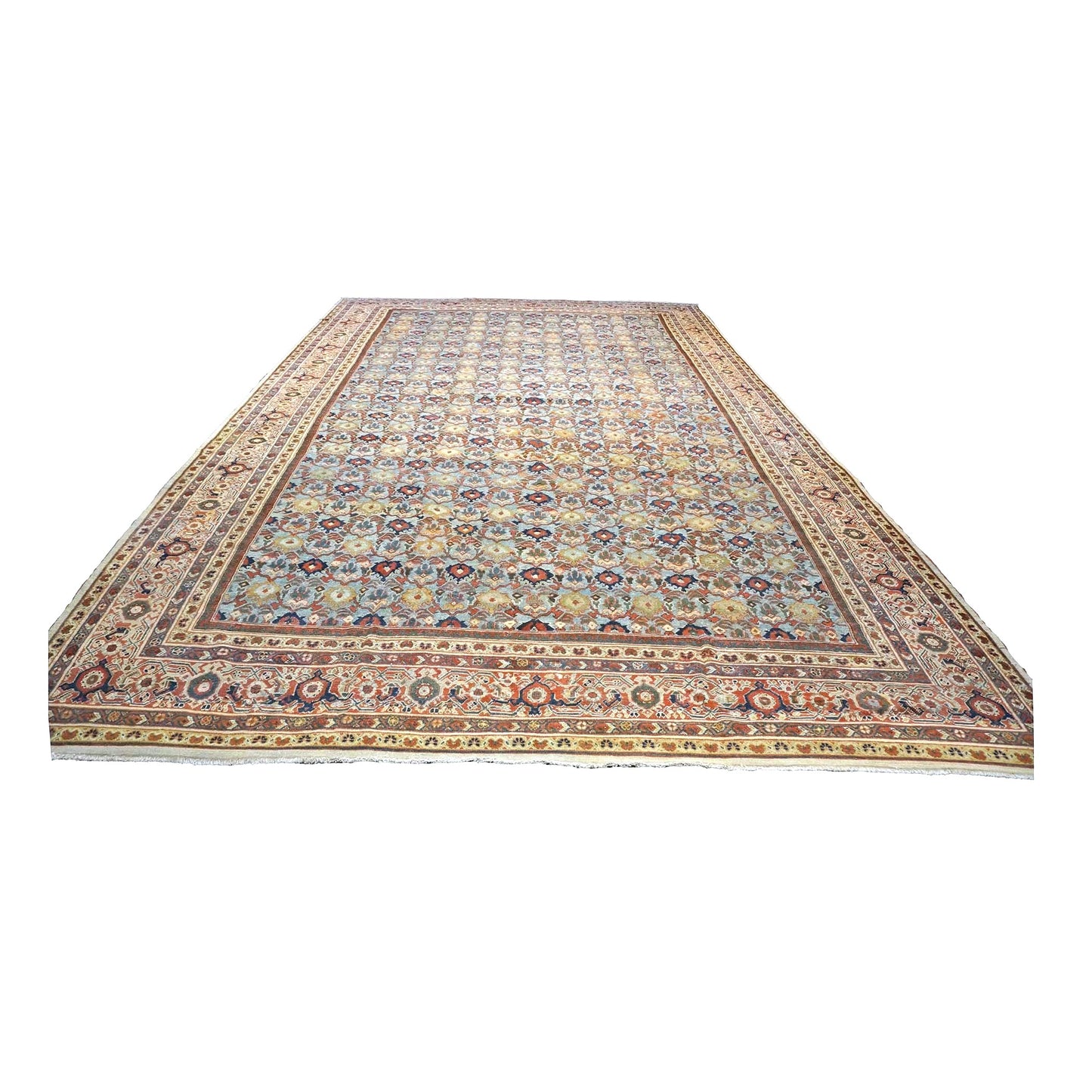 Antique Persian Sultanabad Wool 12 x 19 Light Blue, Red & Ivory Handmade Oversized Area Rug #1140844